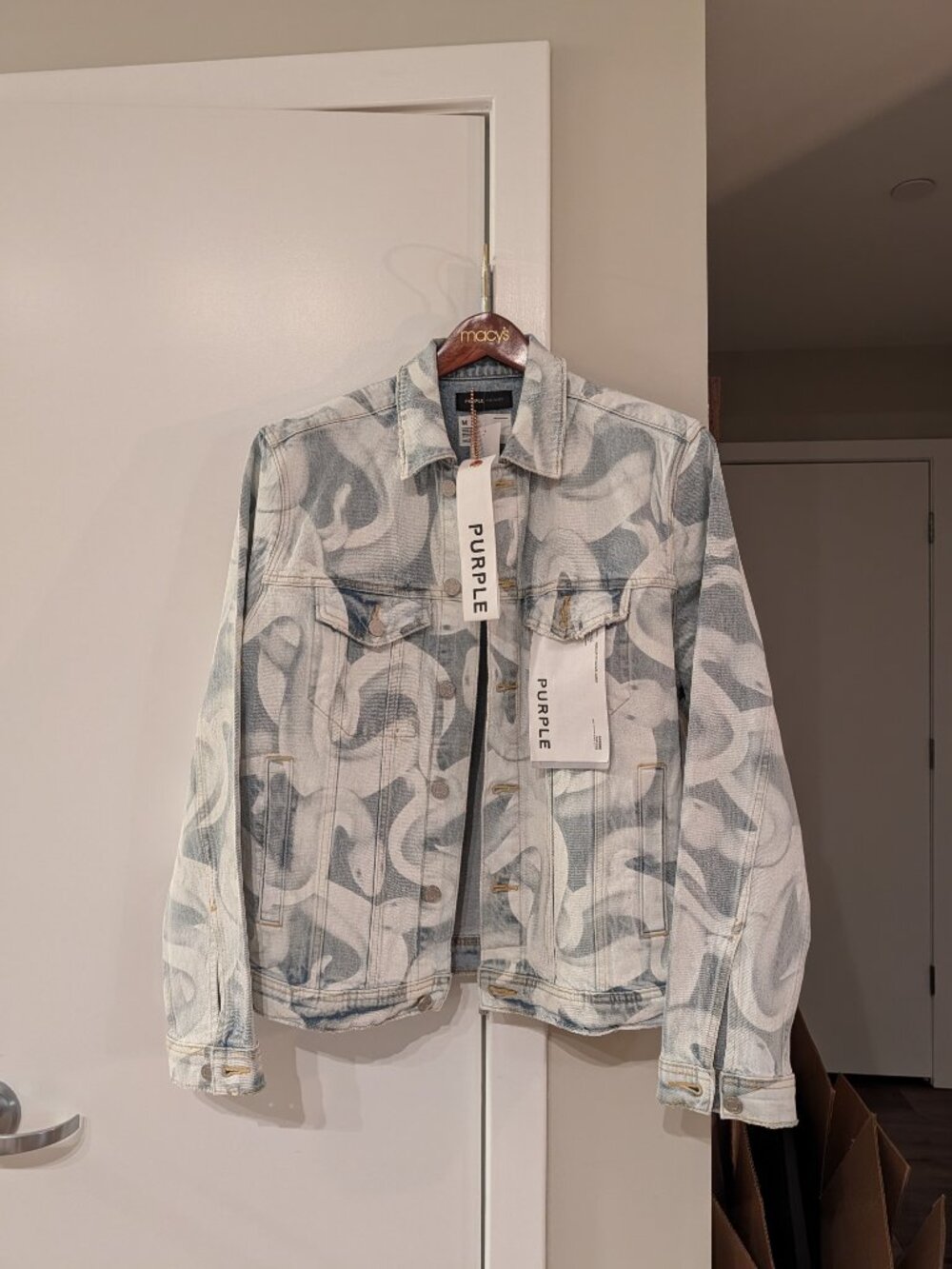 BRAND NEW WITH TAGS - Medium - PURPLE BRAND Indigo Snake Print Denim Jacket